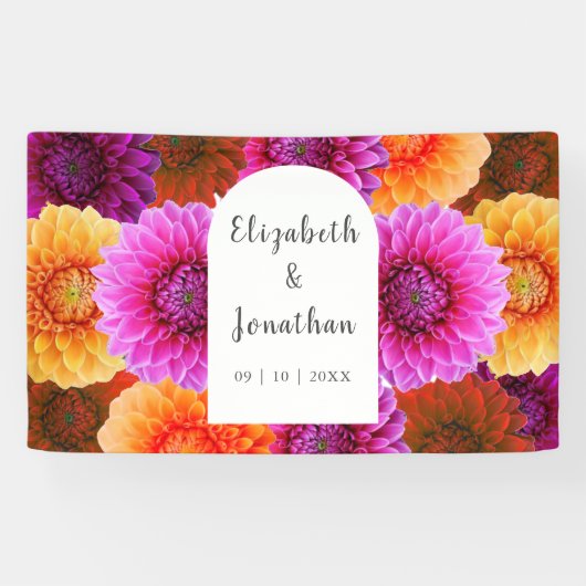 Dahlia Autumn Floral Wedding Spandoek (Horizontaal)