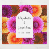 Dahlia Autumn Floral Wedding Sparkling Wijnetiket (Enkel label)