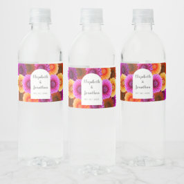 Dahlia Autumn Floral Wedding Waterfles Etiket