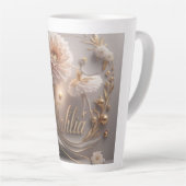 Dahlia Ballet Bloom Bloem Kunstontwerp Latte Mok (Rechterhoek)