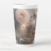 Dahlia Ballet Bloom Bloem Kunstontwerp Latte Mok (Voorkant)