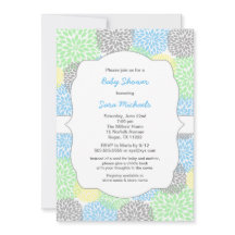 Dahlia bloeit neutraal baby shower blauw mint grij