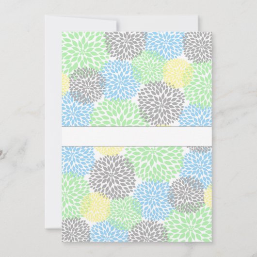 Dahlia bloeit neutraal baby shower blauw mint grij kaart (Achterkant)