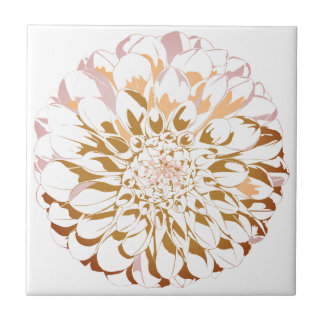 Dahlia bloem keramische accenttegel - sepia tinten tegeltje