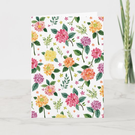 Dahlia Bloem Waterverf Kaart (Voorkant)
