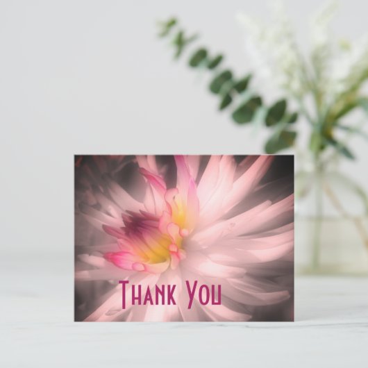 Dahlia Bloem Zwart En Wit Bedankkaart Postkaart (Staand voorkant)