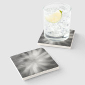 Dahlia bloem zwart en wit stenen onderzetter (Zijkant)