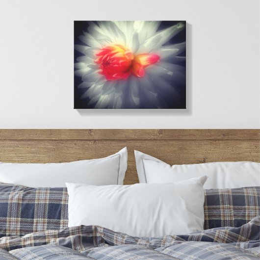Dahlia Bloem Zwart-wit Gedeeltelijk Canvas Afdruk (Insitu (Slaapkamer))