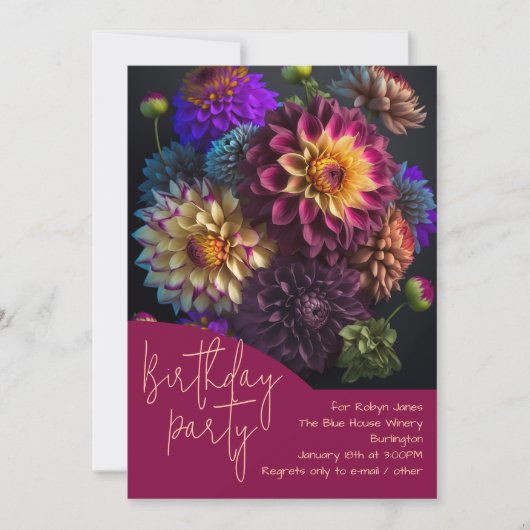 Dahlia Bloemboeket Verjaardagsfeest Kaart (Voorkant)