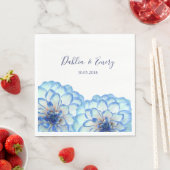 Dahlia bloemen blauw wit elegante bloemen bruiloft servet (Insitu)