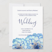 Dahlia bloemen blauw witte zwarte roze bruiloft kaart (Voorkant)
