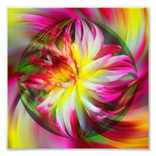 Dahlia Bloemen Bloemen Abstracte Art 8x8 Foto Afdruk (Voorkant)