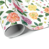 Dahlia Bloemen Bloemen Waterverf Cadeaupapier (Rol Hoek)