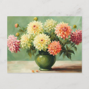 Dahlia Bloemen Boeket Illustratie Briefkaart