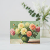 Dahlia Bloemen Boeket Illustratie  Briefkaart (Staand voorkant)
