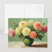 Dahlia Bloemen Boeket Illustratie  Briefkaart (Voorkant / Achterkant)