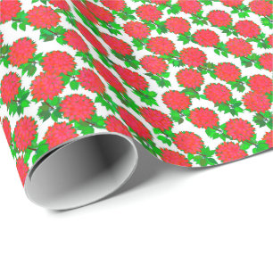 Dahlia bloemen diep rood cadeaupapier