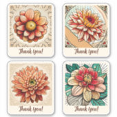 Dahlia Bloemen Groovy Retro Persoonlijk Sticker (Voorkant)