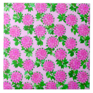 Dahlia bloemen in diepe roze tegeltje