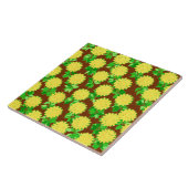 Dahlia bloemen in geel en chocolade tegeltje (Zijkant)