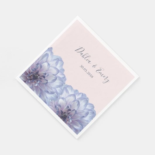 Dahlia bloemen lila blauw blush roze bloemen servet (Hoek)