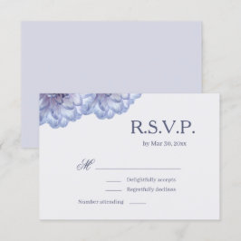Dahlia Bloemen Lila Blauw Elegante Trouw RSVP Kaart
