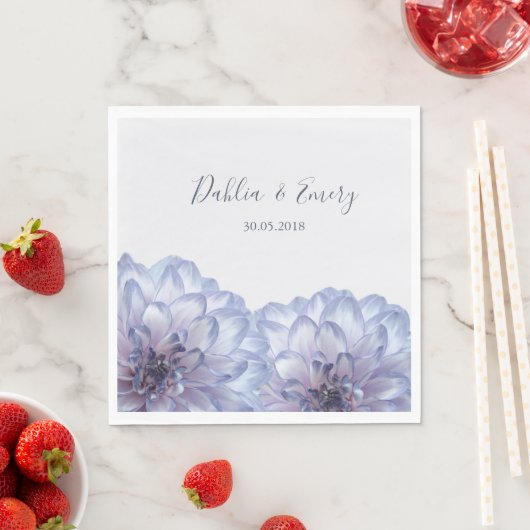 Dahlia bloemen lila blauw grijs bloemen bruiloft servet (Insitu)