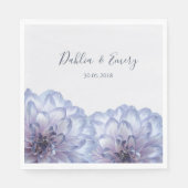 Dahlia bloemen lila blauw grijs bloemen bruiloft servet (Voorkant)