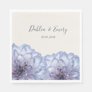 Dahlia bloemen lila blauw ivoor bloemen bruiloft servet