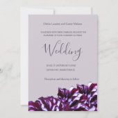 Dahlia bloemen lila elegante trouwuitnodiging kaart (Voorkant)