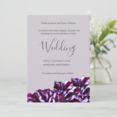 Dahlia bloemen lila elegante trouwuitnodiging kaart (Staand voorkant)