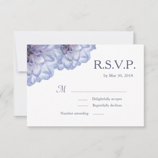 Dahlia bloemen lila witte bloemige bruiloft RSVP Kaart (Voorkant)