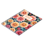 Dahlia bloemen patroon digitale kunst / gepersonal notitieboek (Linkerzijde)