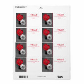 Dahlia Bloemen Rood Monochroom Papier Naam Tag Etiket (Full Sheet)