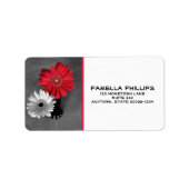 Dahlia Bloemen Stilleven Rood Splashed Monochrome Etiket (Voorkant)