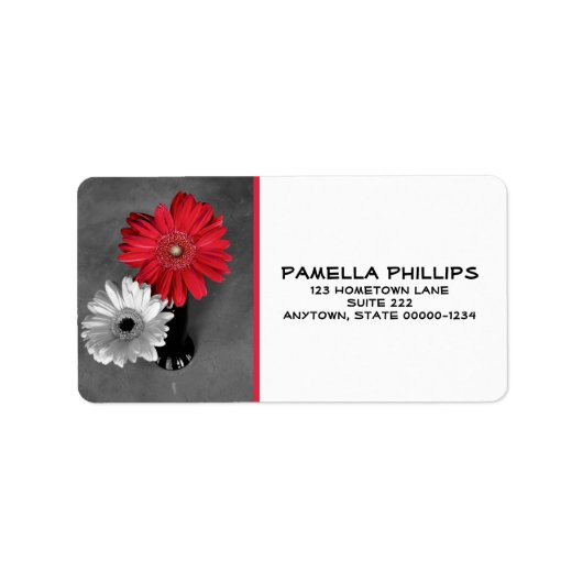 Dahlia Bloemen Stilleven Rood Splashed Monochrome Etiket (Voorkant)