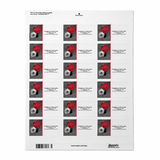 Dahlia Bloemen Stilleven Rood Splashed Monochrome Etiket (Full Sheet)