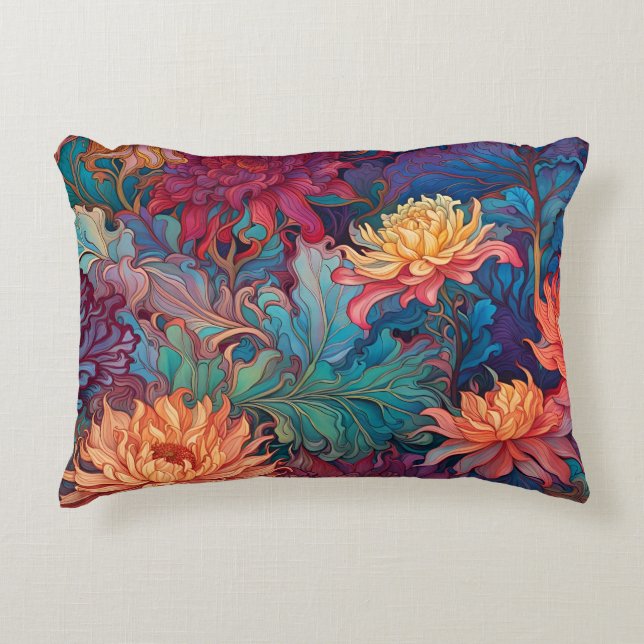 Dahlia Bloemen Tapestry Accent Kussen (Voorkant)