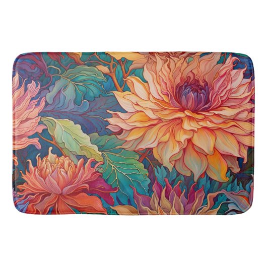 Dahlia Bloemen Tapestry Badmat (Voorkant)