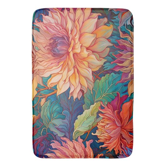 Dahlia Bloemen Tapestry Badmat (Voorkant Verticaal)