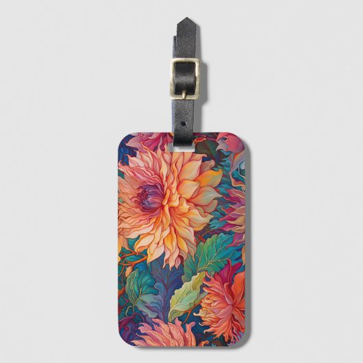 Dahlia Bloemen Tapestry Bagagelabel (Voorkant (verticaal))
