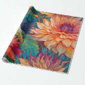 Dahlia Bloemen Tapestry Cadeaupapier (Uitgerold)