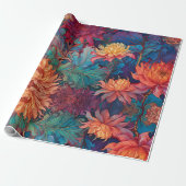 Dahlia Bloemen Tapestry Cadeaupapier (Uitgerold)