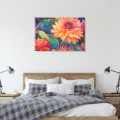 Dahlia Bloemen Tapestry Canvas Afdruk (Insitu (Slaapkamer))