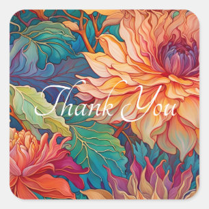 Dahlia Bloemen Tapestry Dank u Vierkante Sticker