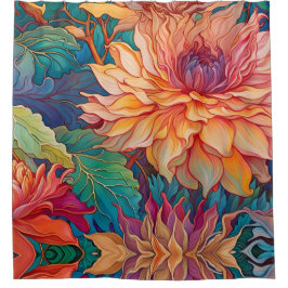 Dahlia Bloemen Tapestry Douchegordijn