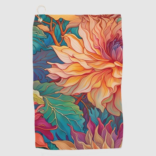 Dahlia Bloemen Tapestry Golfhanddoek (Voorkant)