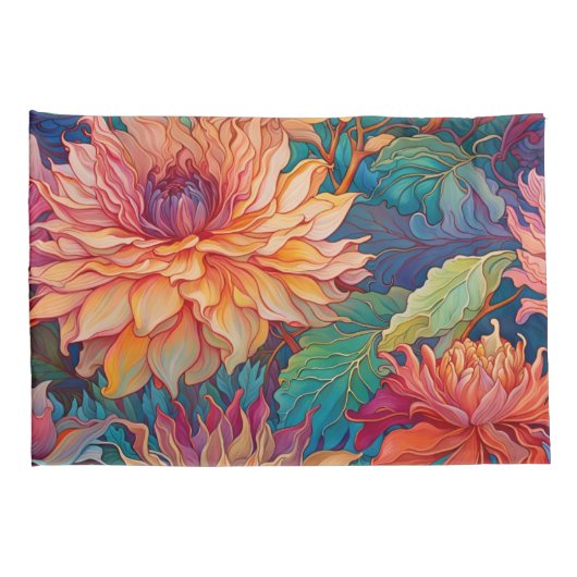 Dahlia Bloemen Tapestry Kussensloop (Achterkant-Rechts)