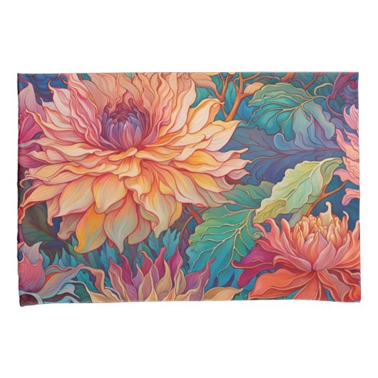 Dahlia Bloemen Tapestry Kussensloop (Voorkant-Rechts)
