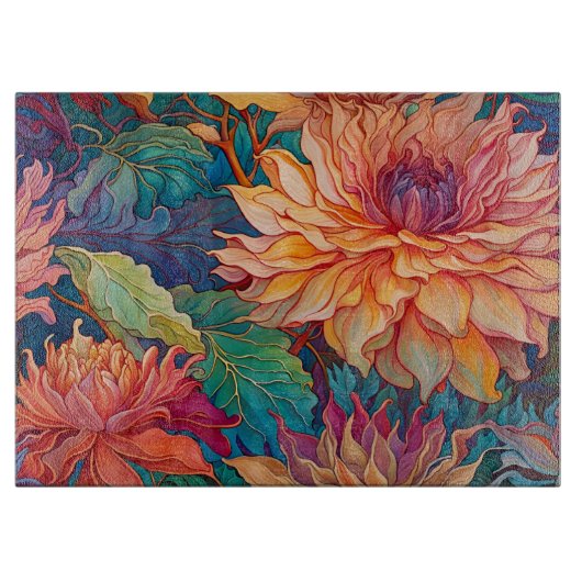 Dahlia Bloemen Tapestry Snijplank (Voorkant)